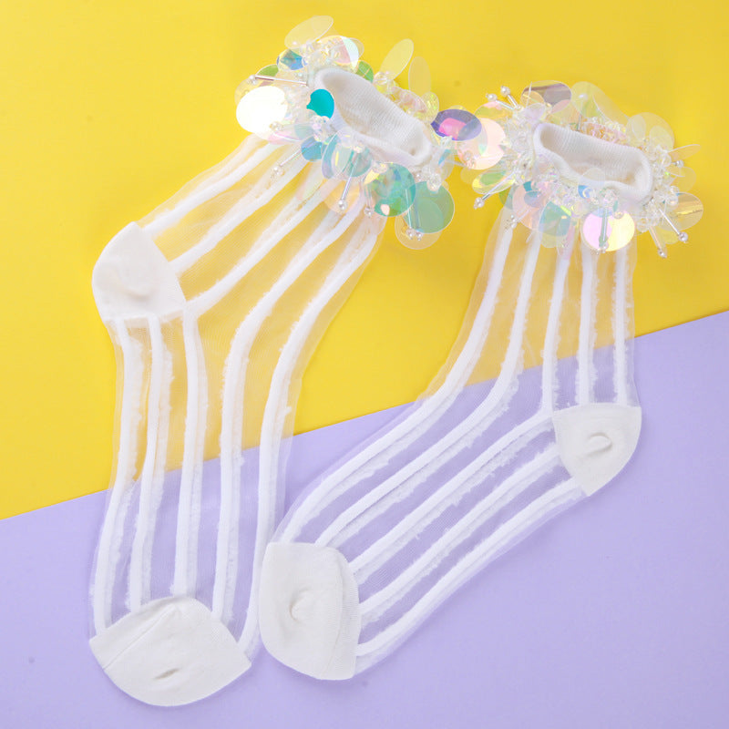 HODEANG Sequins Sheer Socks-GIRL