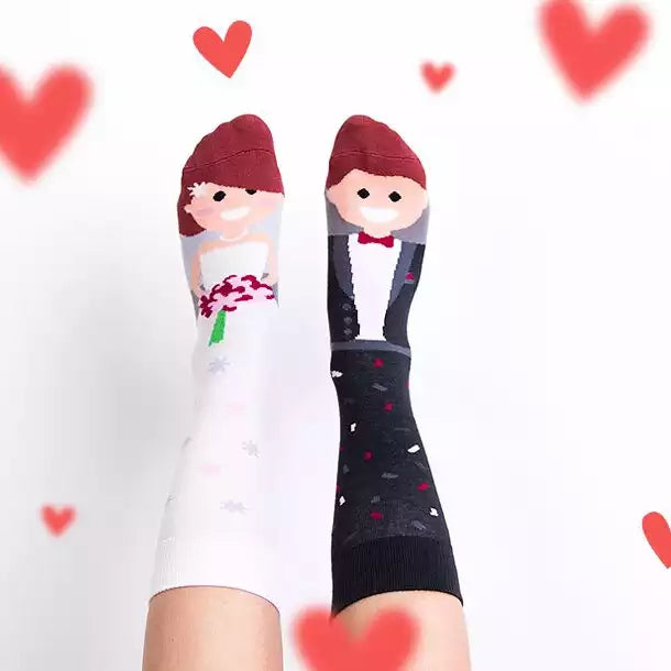 HODEANG Funny Wedding Bride Groom AB Socks