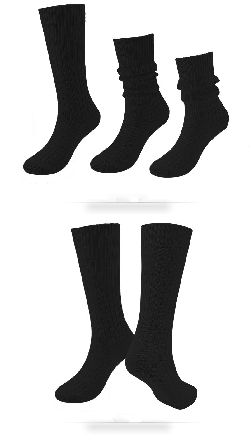 HODEANG Black Knit Slouch Ribbed Socks