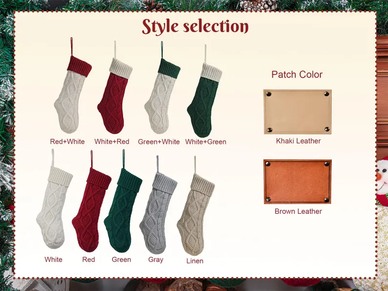 Personalized Leather Patch Christmas Stockings With Name-HODEANG