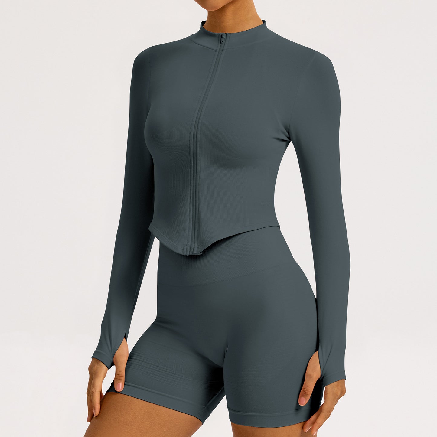 Women’s Seamless Zip-Up Yoga Jacket Long Sleeve Gym Fitness Top