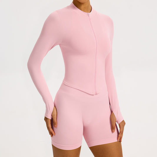 Women’s Seamless Zip-Up Yoga Jacket Long Sleeve Gym Fitness Top
