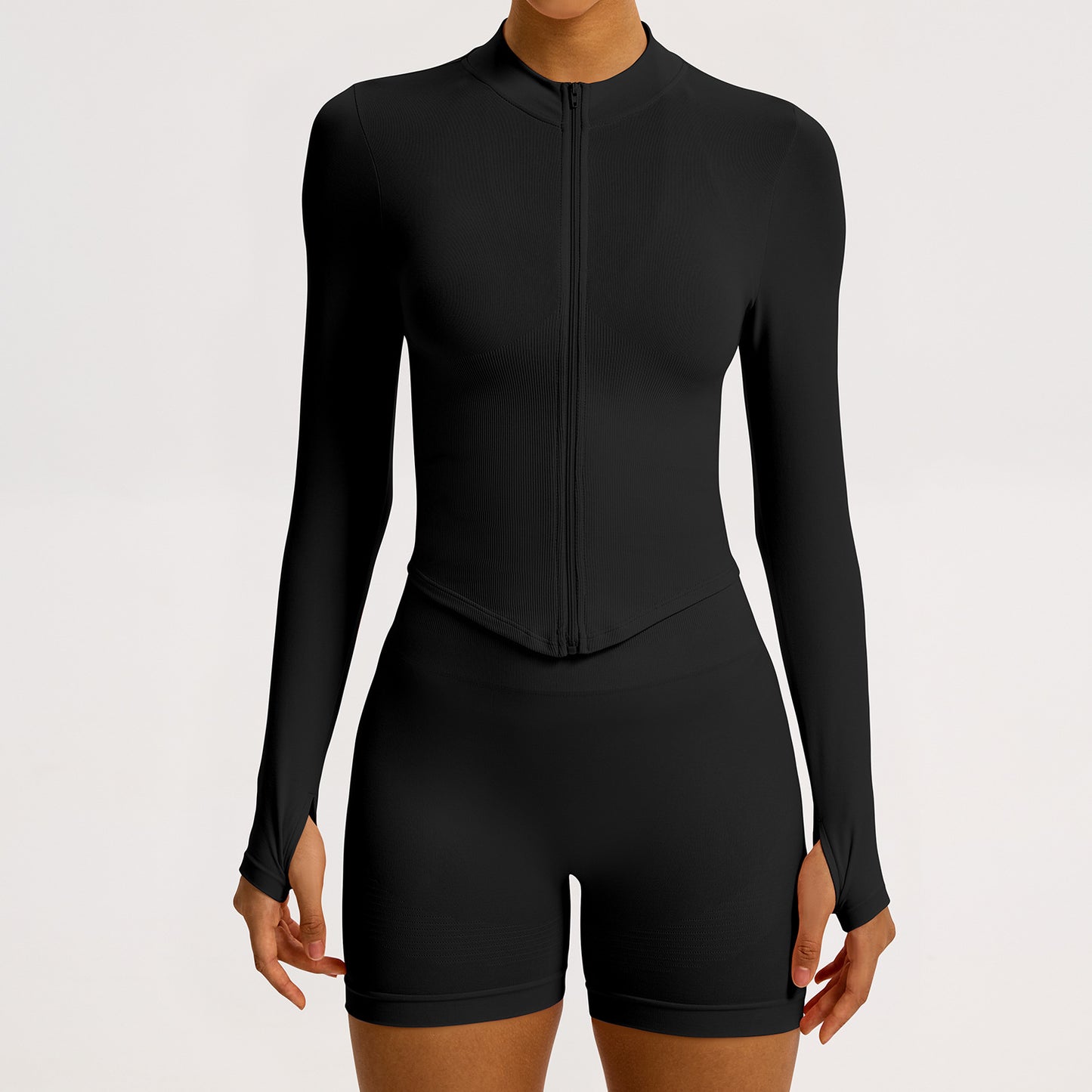 Women’s Seamless Zip-Up Yoga Jacket Long Sleeve Gym Fitness Top