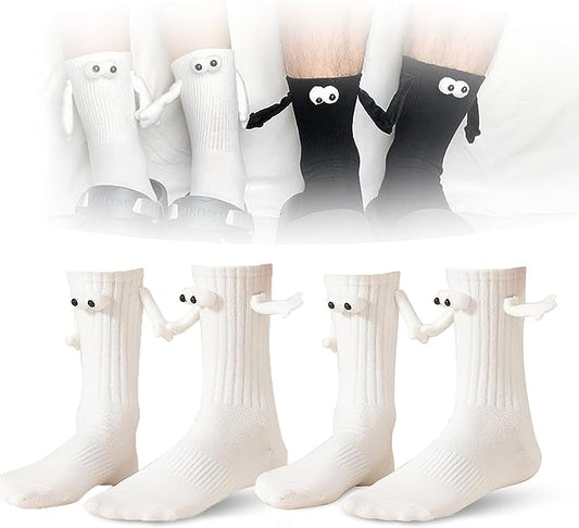 2 Pair 3D Doll Magnetic Couple Holding Hands Socks