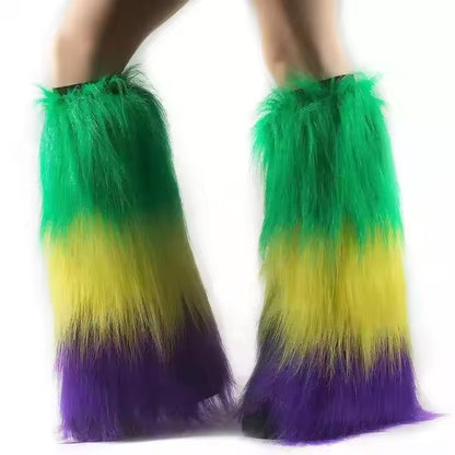 Mardi Gras Fur Leg Warmers