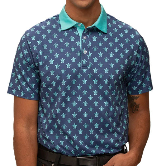 Men's Turtle Print Polo Shirt