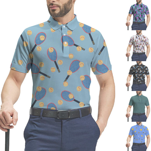 Cartoon Print Mens Golf Polo Shirts