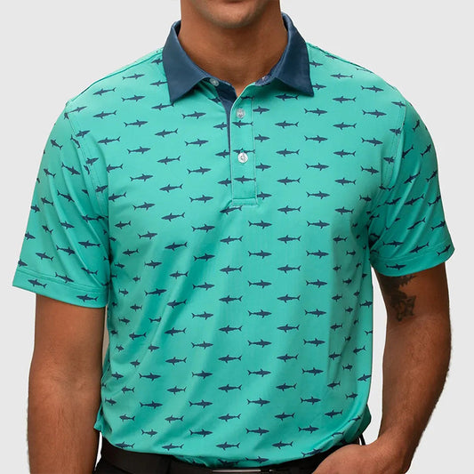 Men's Sharks Print Polo Shirt
