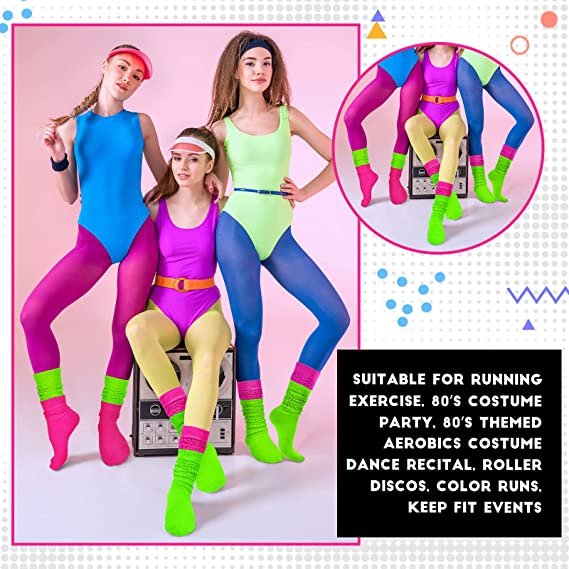HODEANG 80s Neon Women's Extra Long Heavy Slouch Y2k Socks Gradient  Contrast Color Thick Scrunchie Women Socks – Hodeangsocks