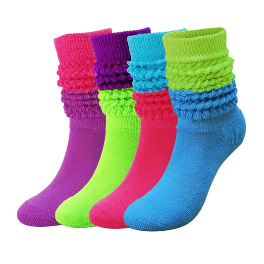 HODEANG 80s Neon Gradient Women's Slouch Socks