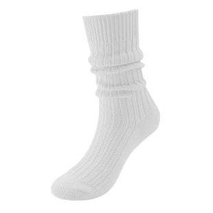 White Knit Slouch Ribbed Socks